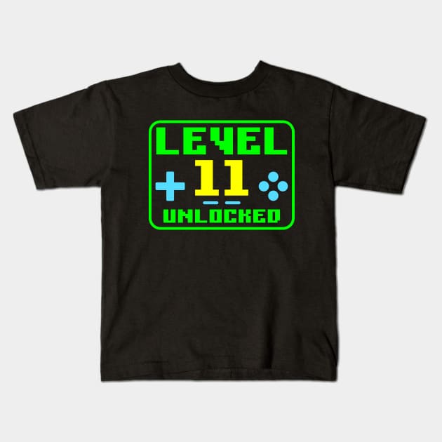 Level 11 Unlocked Kids T-Shirt by colorsplash